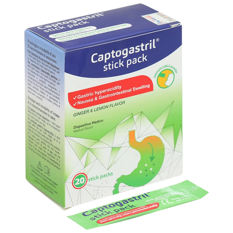 Bột Captogastril hỗ trợ giảm đầy hơi, khó tiêu, trào ngược dạ dày hộp 20 gói - 